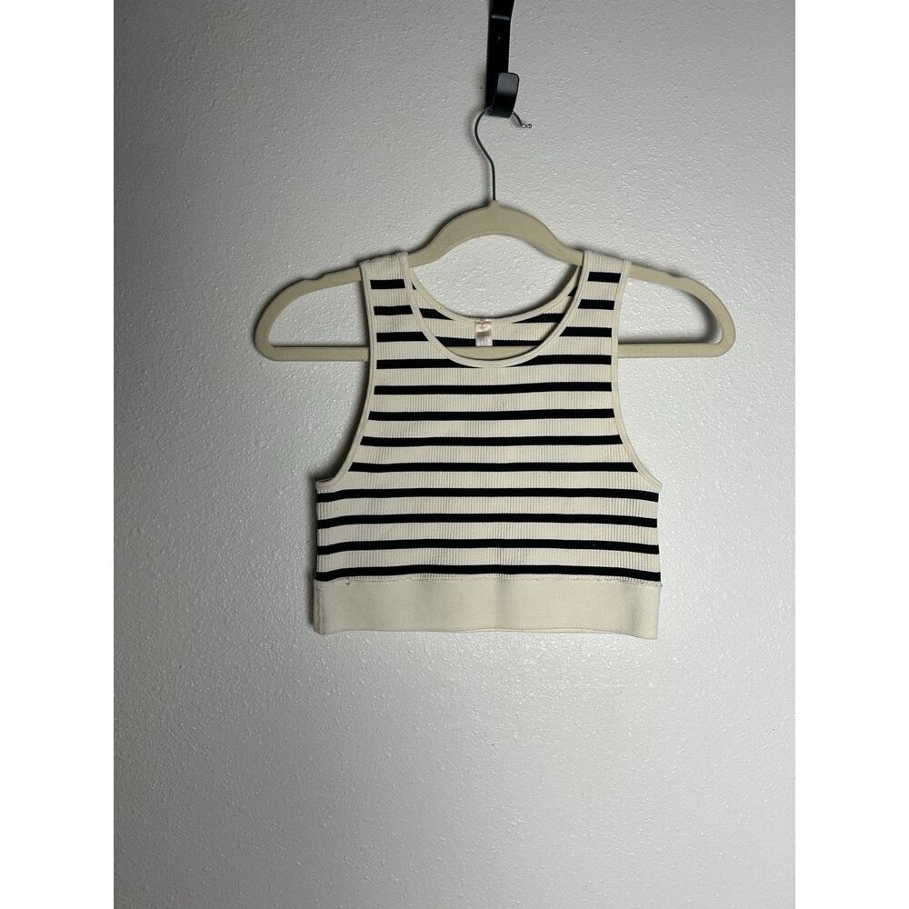 By Together Ivory and Black Striped Athleisure Tank Top Size Medium/Large